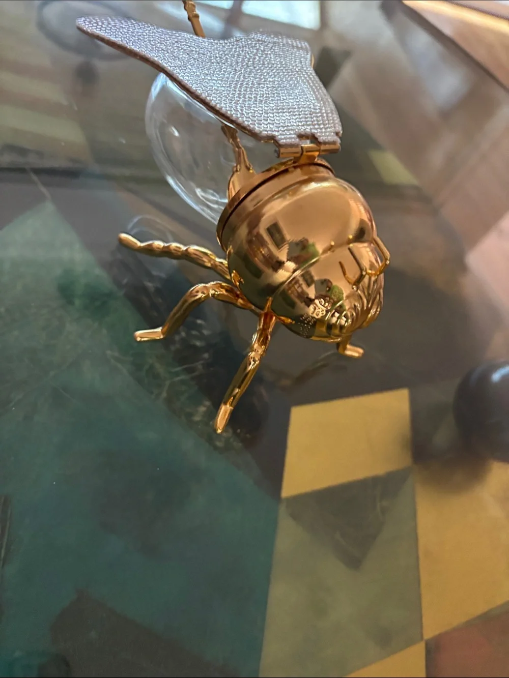 Gold and Crystal Beetle Decorative Trinket Box - Home Accents can use for honey